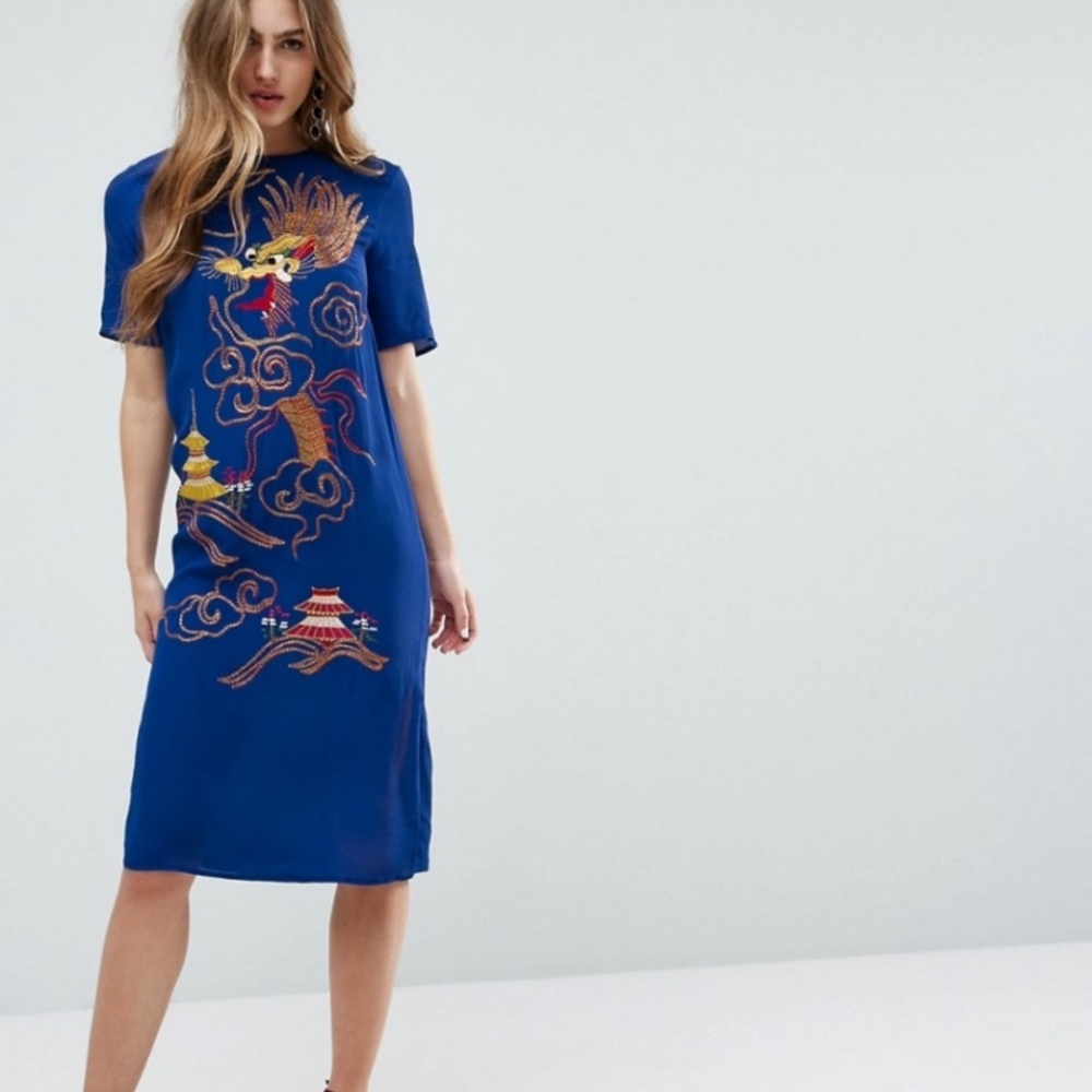 Asos embroidered dragon dress